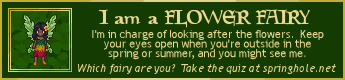 An image of a dark-skinned fairy in pixel-art. She has middle-length black hair and is wearing a green, yellow and red dress. Her wings are light green.