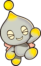 A normal chao, smiling happily, stands at the bottom-left corner. He is positioned in a way that the nearby text bubble comes from them, simulating that they're speaking.