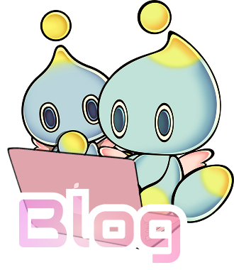 Link to Blog. The image presents two chaos. One of them is writing on a laptop while the other looks with curiosity. Atop of them there's a text that reads 'Blog'.
