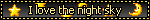 Link to where I found it. The image is a blikie that reads 'I love the night sky' with some pixel art stars.