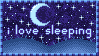 Link to where I found it. It's a stamp that reads 'I love sleeping' with a simple night sky pixel art
